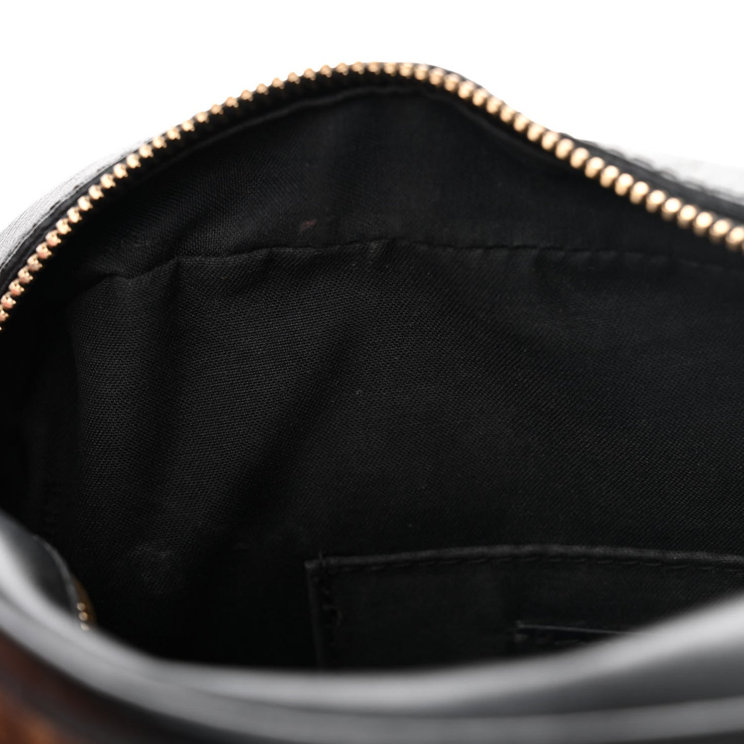 Glazed Fabric Vitello Century F is Fendi FF 1974 Stamp Patch Camera Case Mogano Panna Black