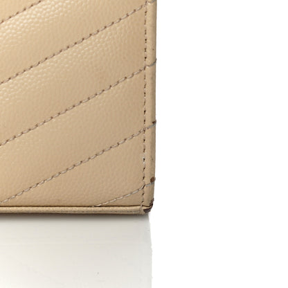 Saint Laurent Grain De Poudre Matelasse Chevron Monogram Chain Wallet Dark Latte 26 of 30