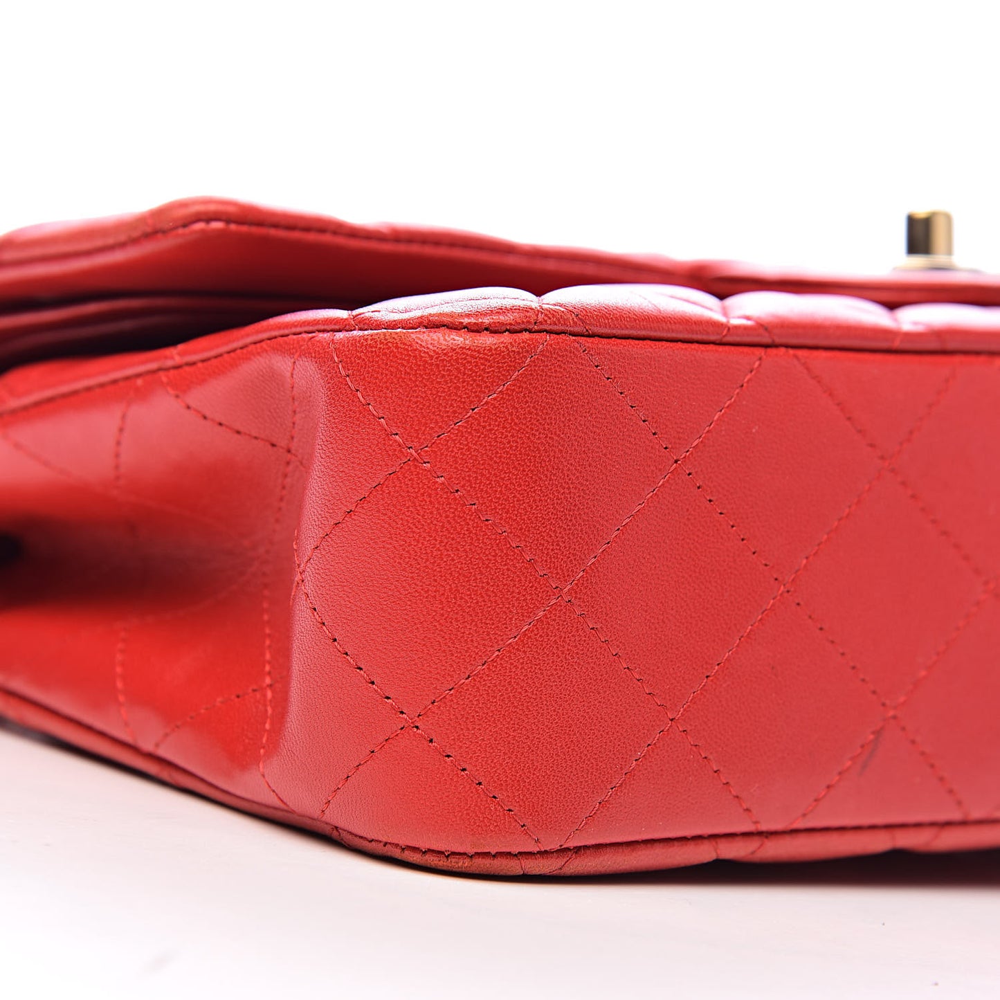 Lambskin Quilted Medium Double Flap Red