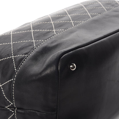 Chanel Lambskin Contrast Stitch Large Drawstring Tote Black 13 of 13
