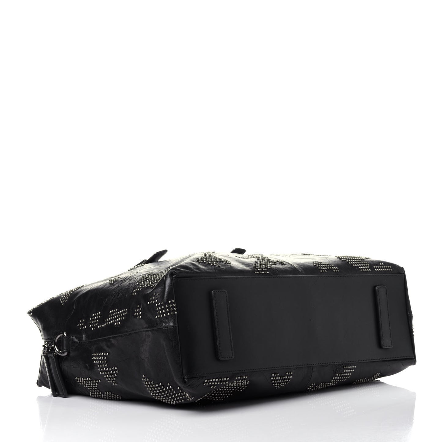 Smooth Calfskin Camo Studded Weekender Bag Black