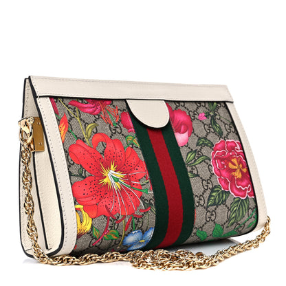 Gucci GG Supreme Monogram Flora Web Small Ophidia Chain Shoulder Bag White 3 of 10