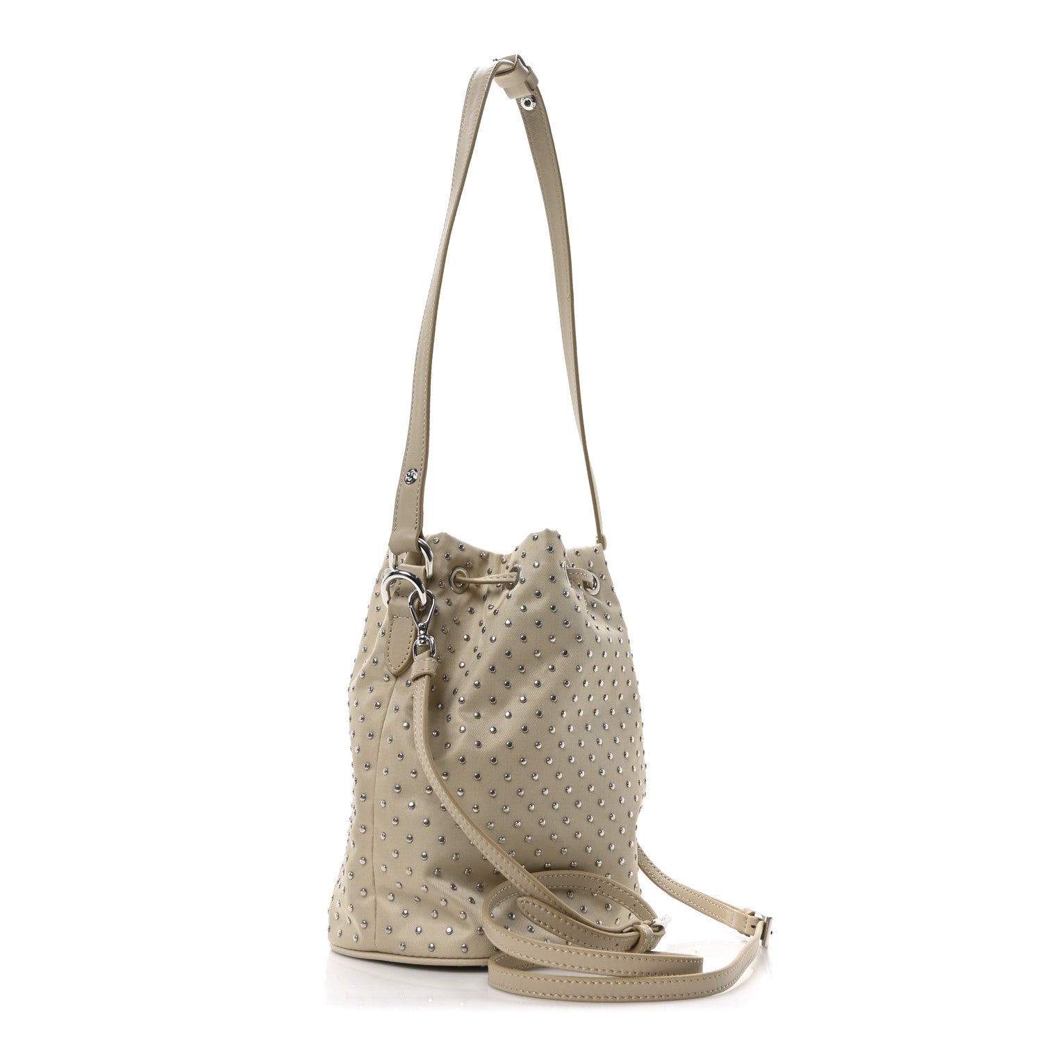 Prada Re-Nylon Saffiano Studded Mini Re-Edition 1978 Bucket Bag Deserto 3 of 10