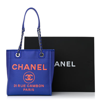 Chanel Mixed Fibers Mini Deauville Tote Blue Orange 10 of 10