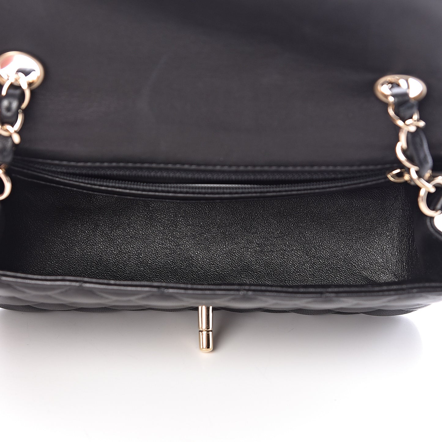 Lambskin Quilted Mini Rectangular Flap Black