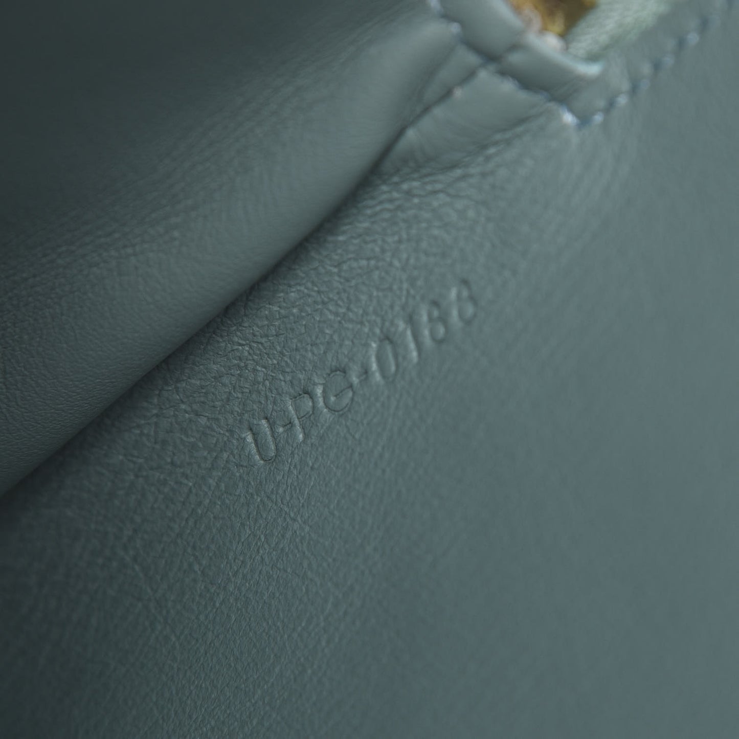 Plastic Bag with Cloudy Lambskin Solo Zip Pouch Clutch Celadon