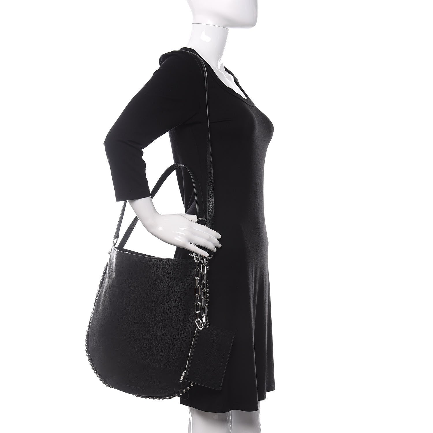 Alexander Wang Pebbled Calfskin Studded Roxy Hobo Black 2 of 9