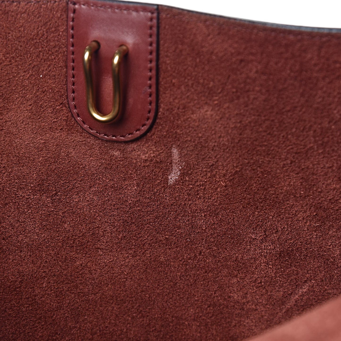 Natural Calfskin Sangle Bucket Bag Red Wood