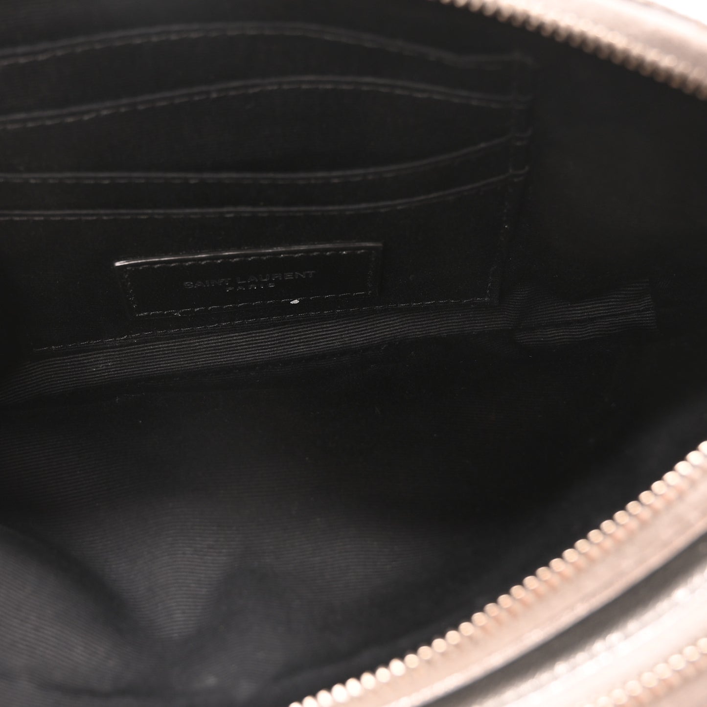 Metallic Lambskin Quilted Mini Becky Double Zip Bag Argento