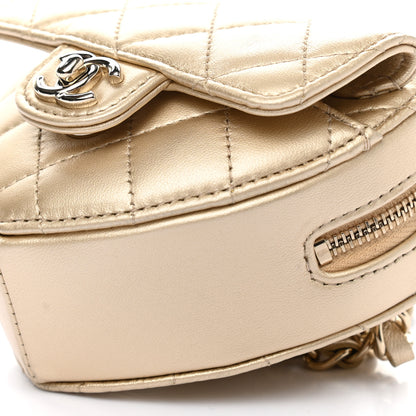 Chanel Metallic Lambskin Quilted CC In Love Heart Waist Belt Bag With Chain Gold 10 of 11