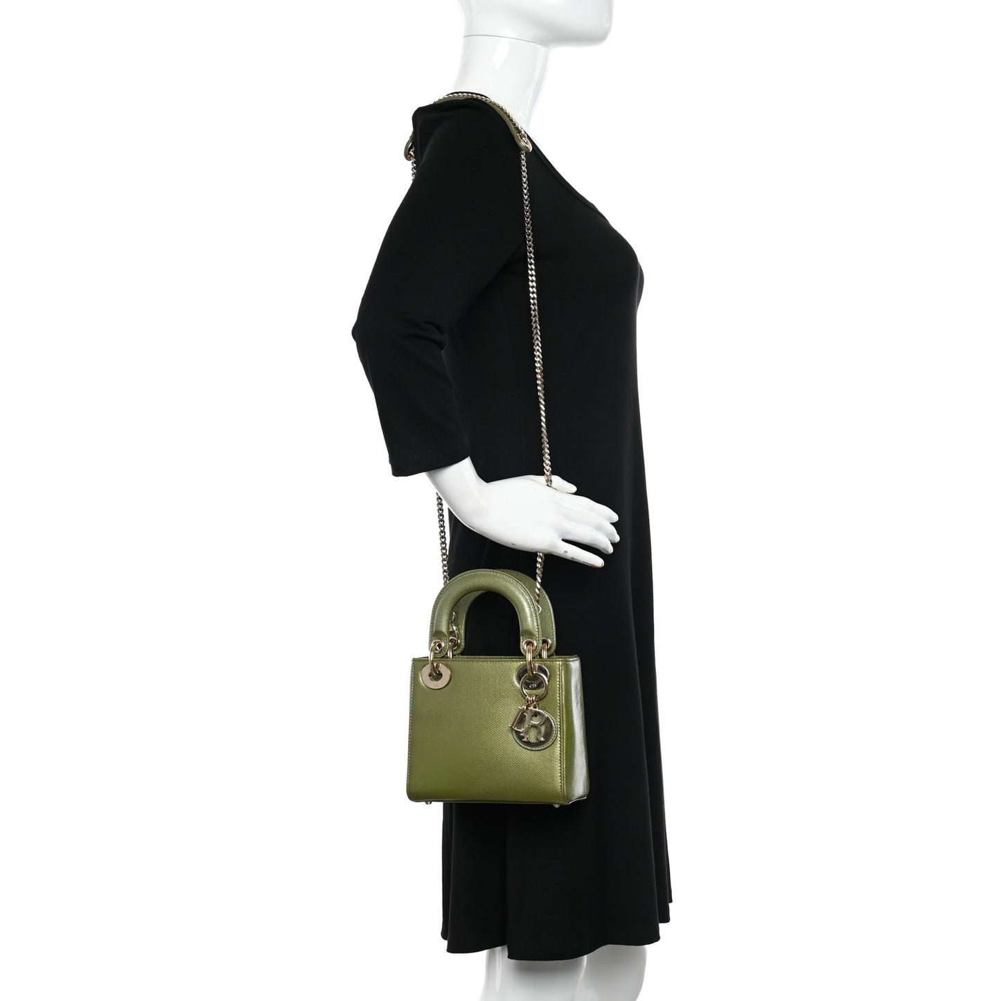 Metallic Lizard Mini Lady Dior Green