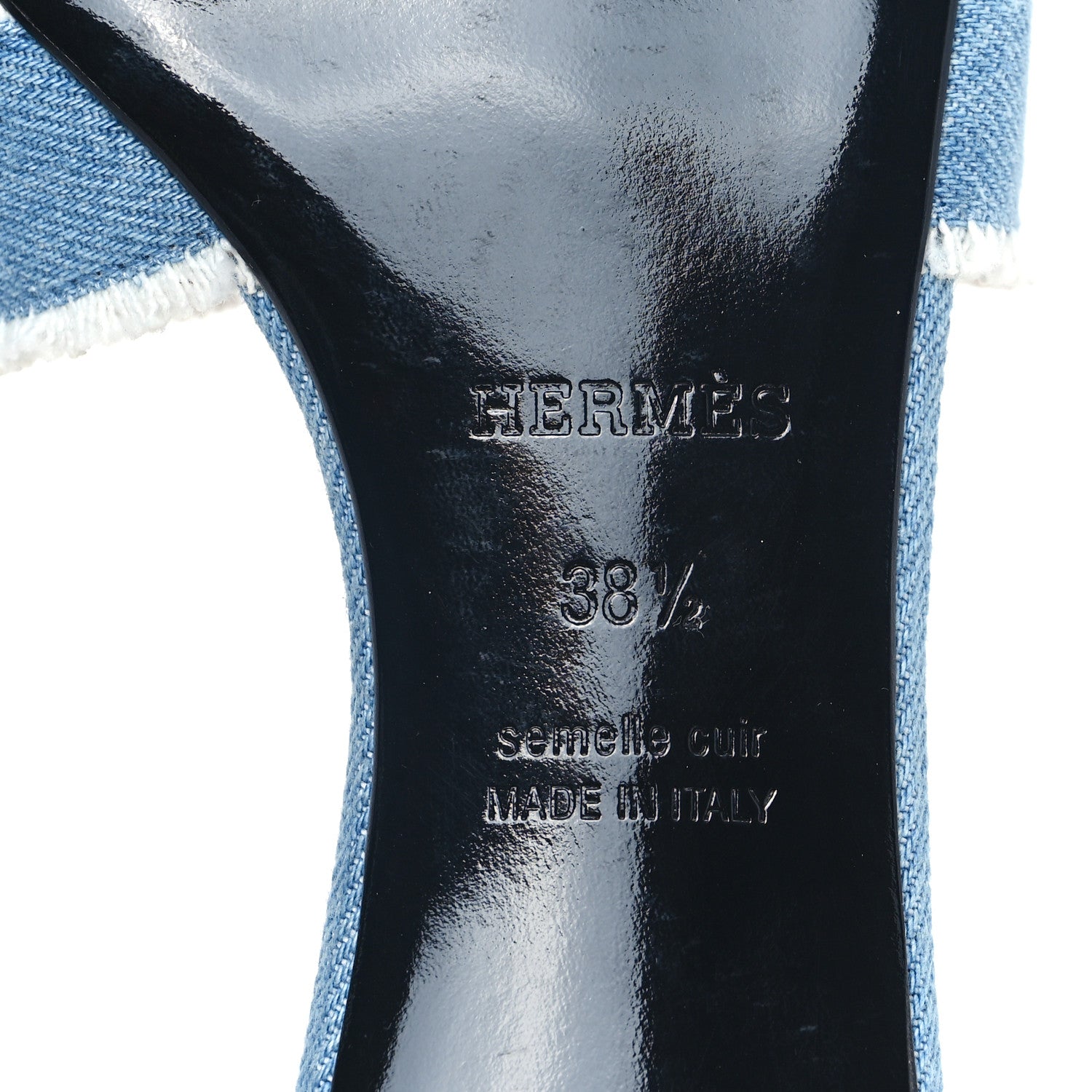 Hermes Denim Fringe Oasis Sandals 38.5 Bleu Clair 6 of 9