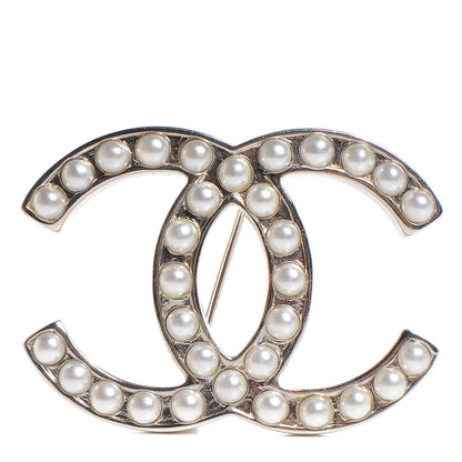Chanel Pearl CC Brooch Silver 1 of 5