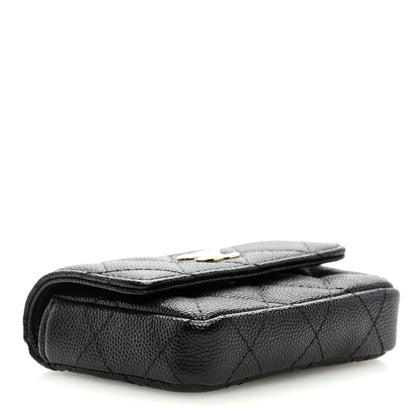 Chanel Caviar Quilted Mini Pearl On Top Coin Purse With Chain Black 4 of 9