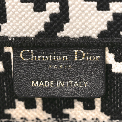 Christian Dior CHRISTIAN DIOR Canvas Houndstooth Embroidered Small Book Tote Black White 6 of 11