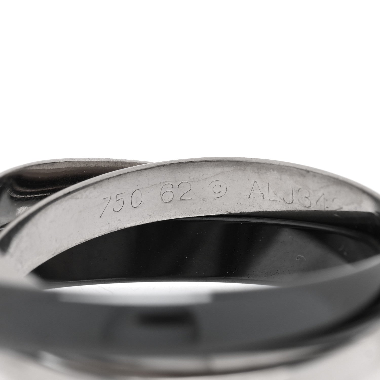 Cartier 18K White Gold Black Ceramic Trinity Ring 62 10 4 of 4