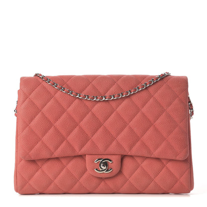 Chanel Iridescent Caviar Quilted Clutch With Chain Flap Coral 1 of 9