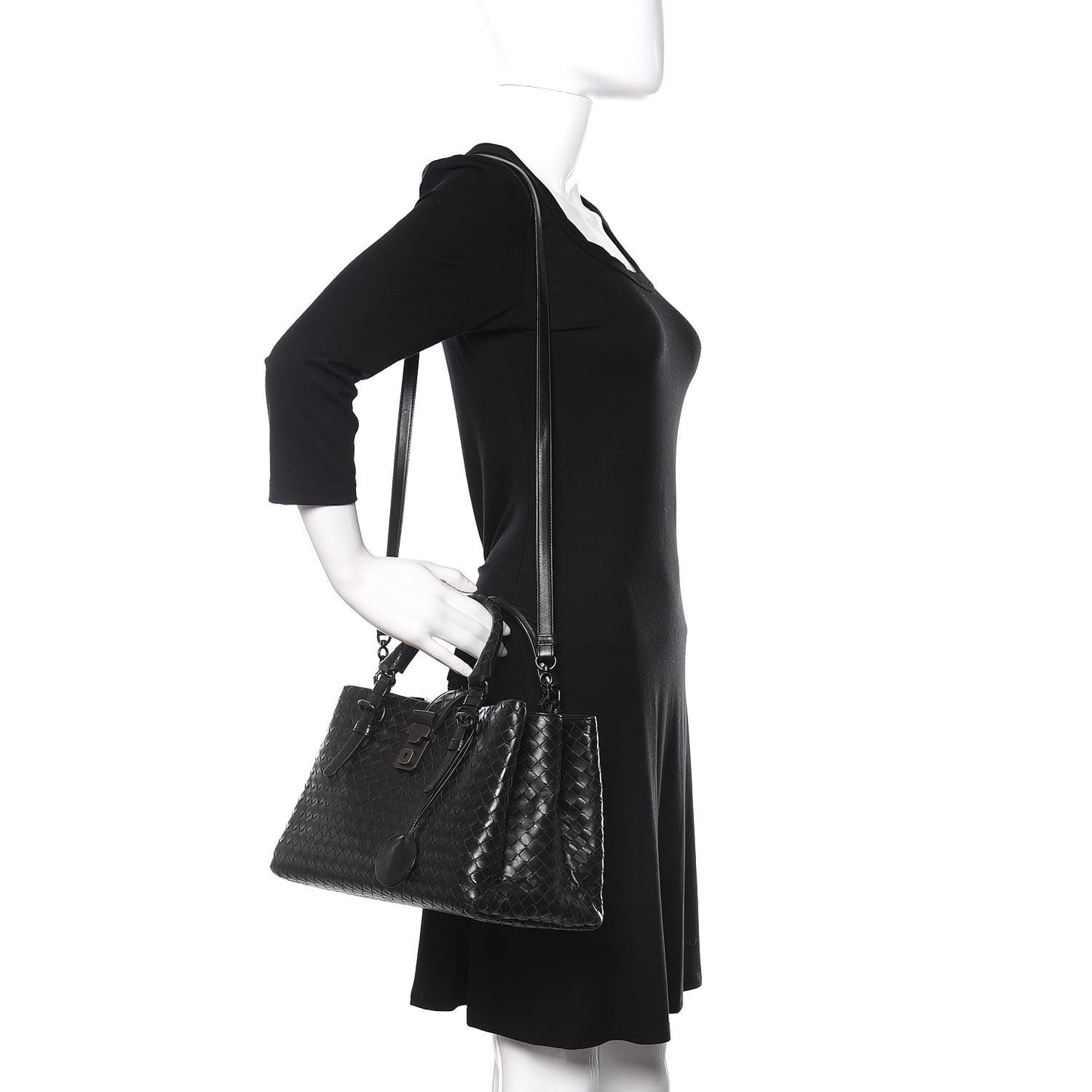 Light Calf Intrecciato Small Roma Black