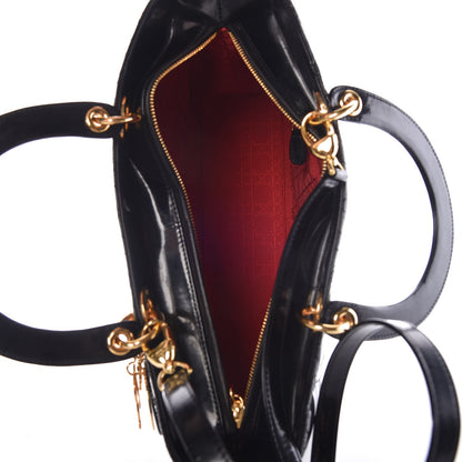 Christian Dior Glazed Calfskin Cannage Large Lady Dior Black 5 of 8