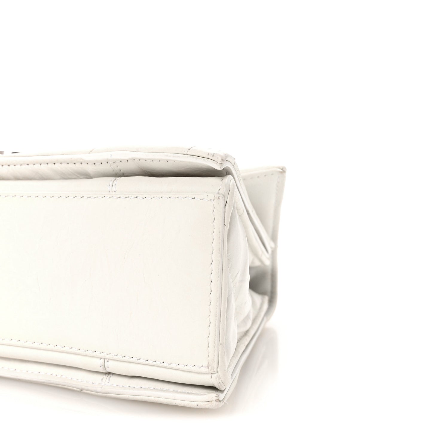 Crushed Calfskin Quilted Small Crush Chain Bag Optic White