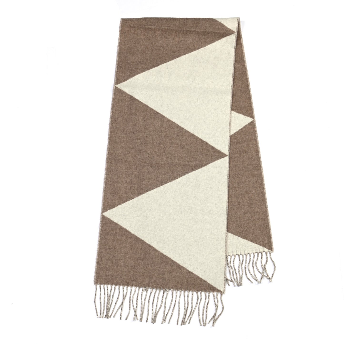Cashmere Casaque Zig Zag Muffler Etoupe Ivory