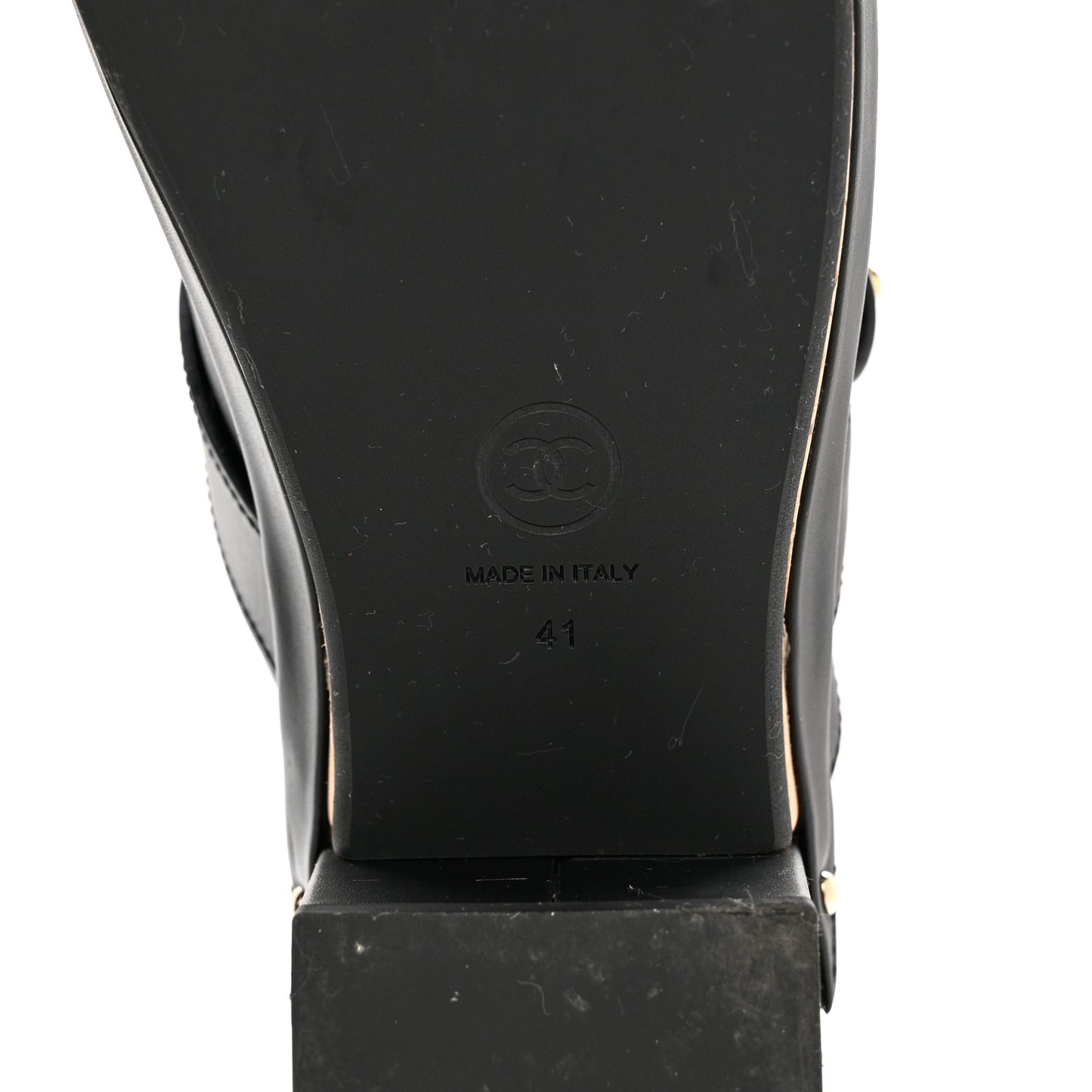 Calfskin CC Turn Lock Clogs 41 Black