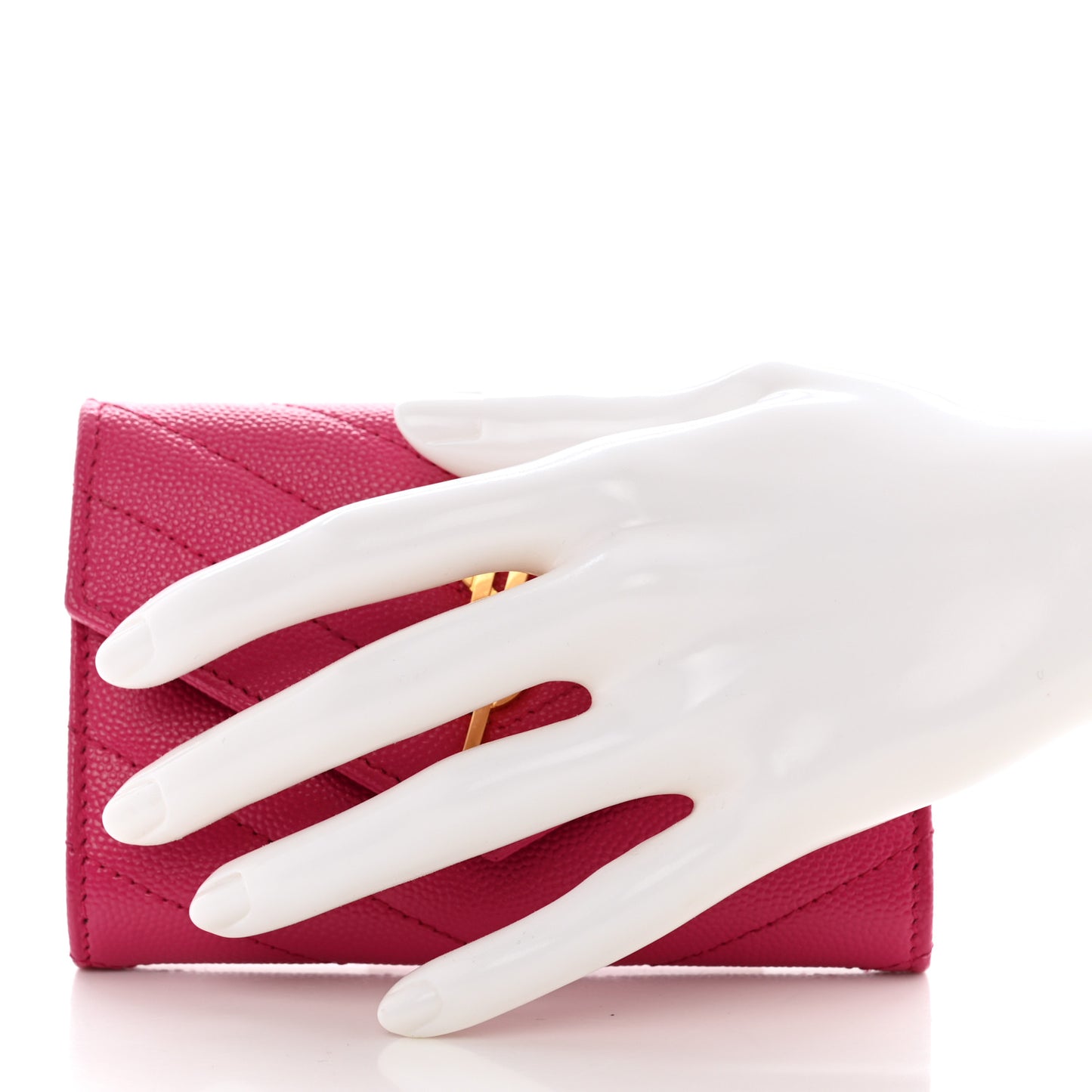 Grain De Poudre Matelasse Chevron Small Monogram Envelope Wallet Fuxia Couture