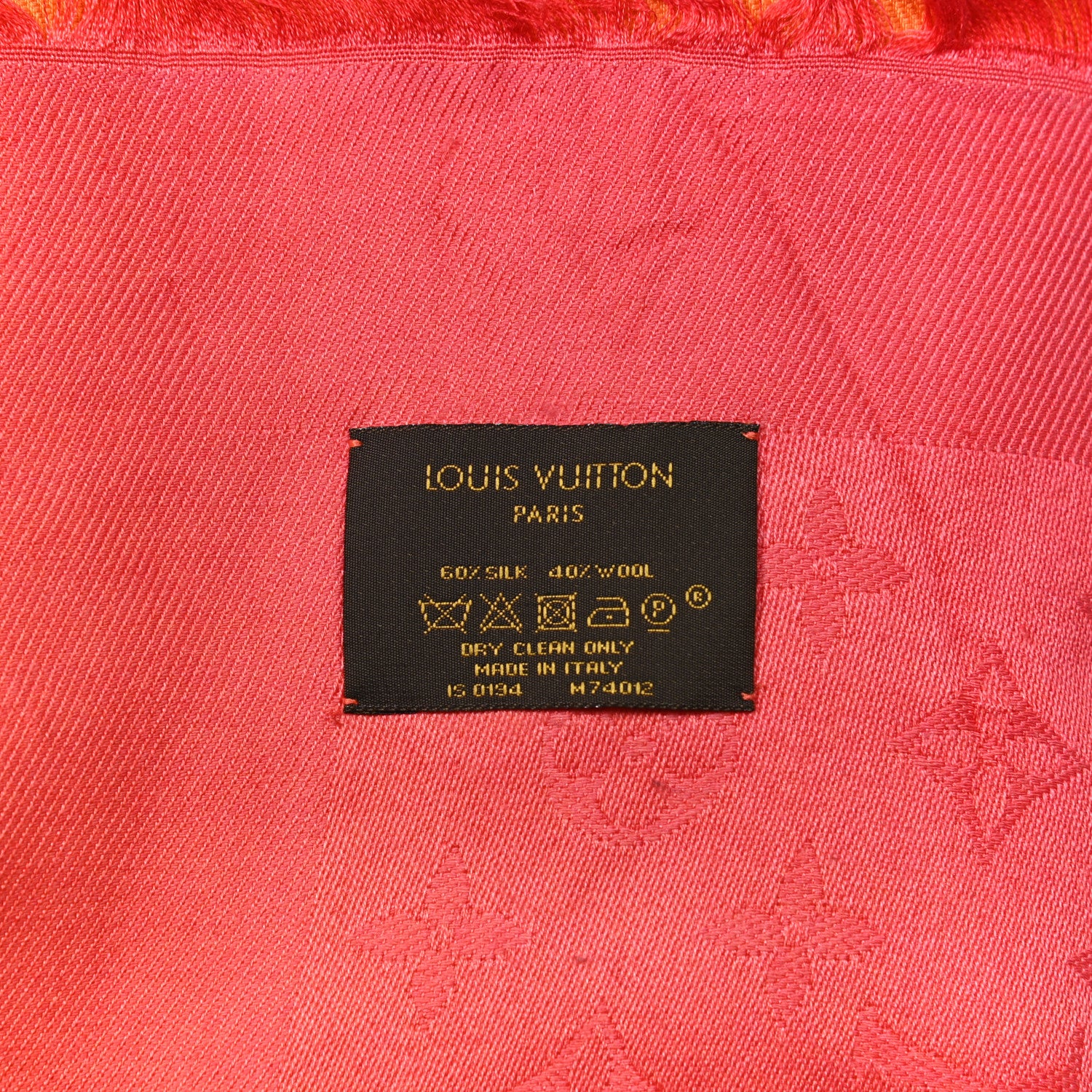 Louis Vuitton Silk Wool Monogram Sunrise Shawl Corail 4 of 8