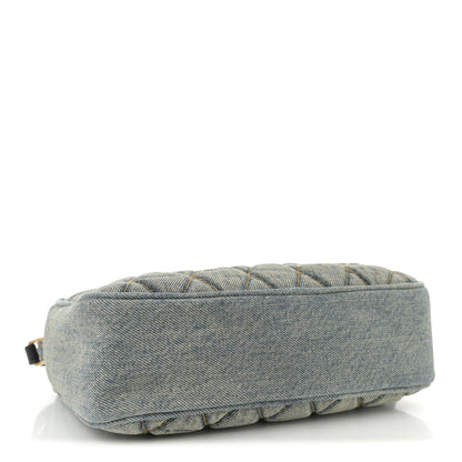 Saint Laurent Denim Matelasse Quilted Summer Embroidered Classic Monogram Camera Bag Blue 4 of 11