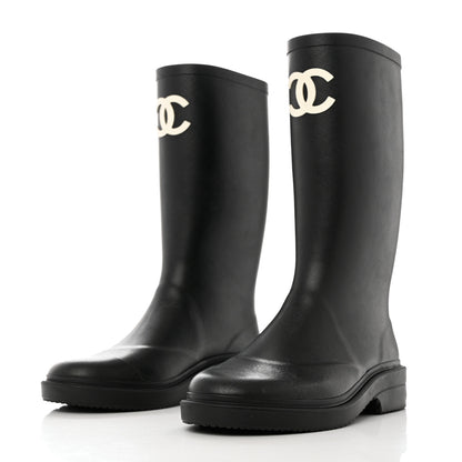 Chanel Caoutchouk CC High Boots 38 Black 3 of 11