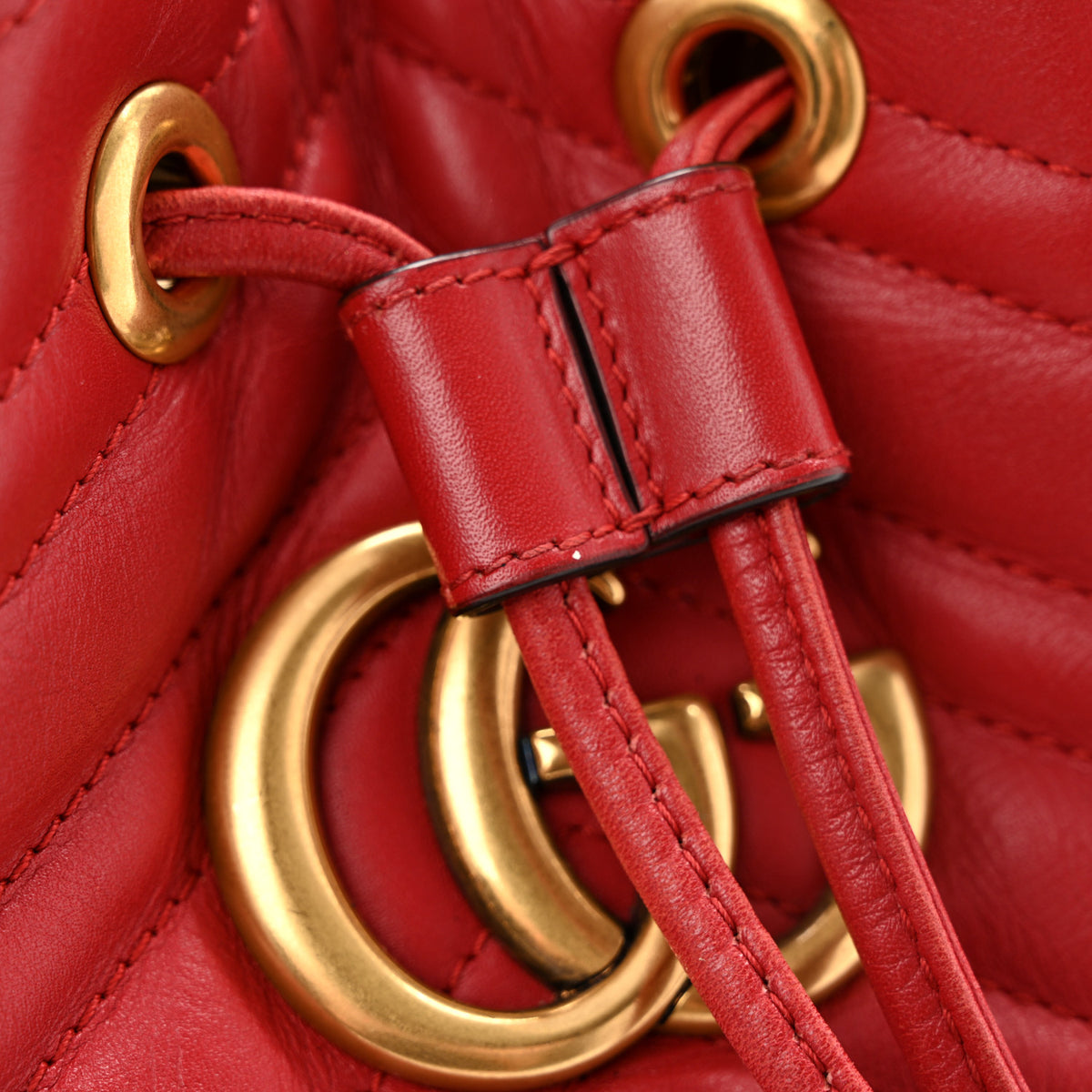 Gucci Calfskin Matelasse Sylvie Web GG Marmont Bucket Bag Hibiscus Red 13 of 14
