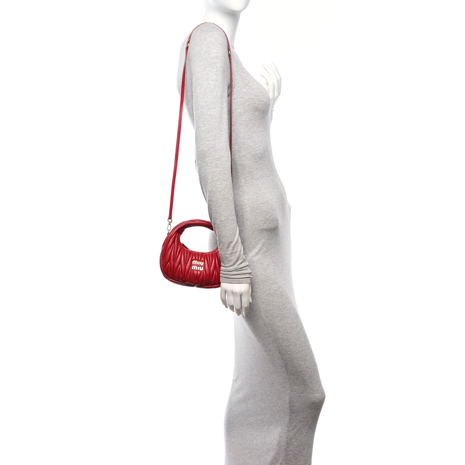 Miu Miu Nappa Matelasse Mini Wander Hobo Fuoco 3 of 10