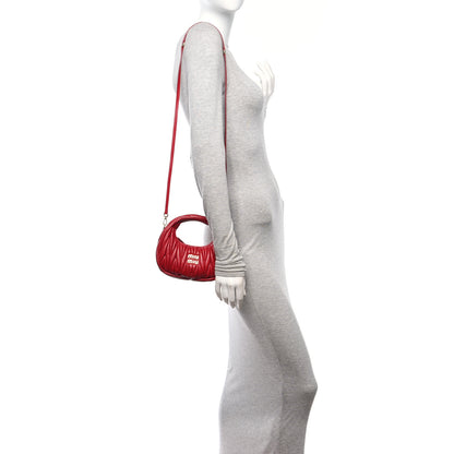 Miu Miu Nappa Matelasse Mini Wander Hobo Fuoco 3 of 10