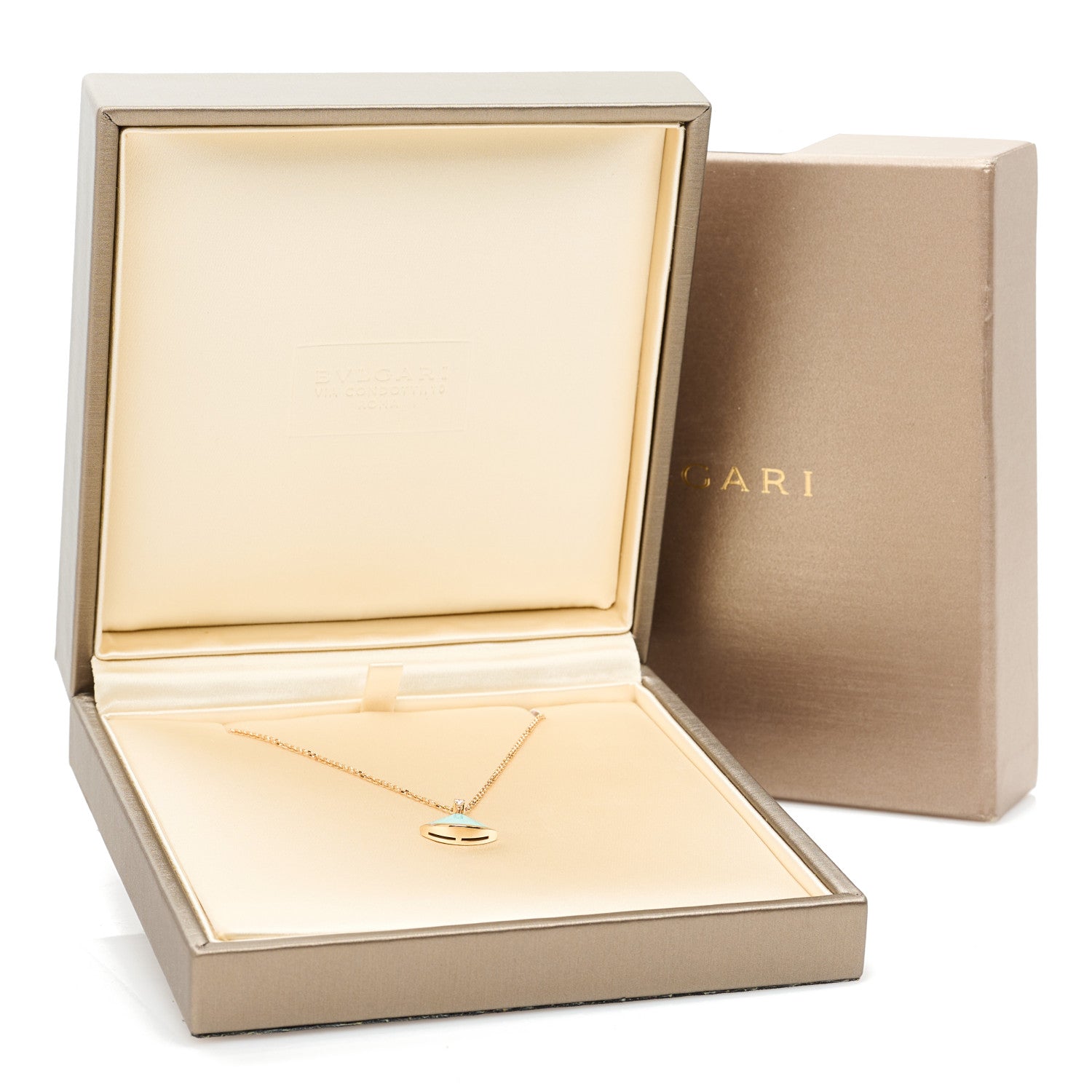 Bulgari 18K Rose Gold Diamond Turquoise Divas' Dream Pendant Necklace 7 of 7