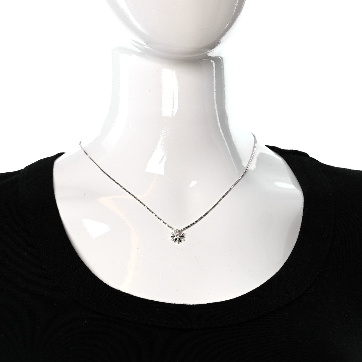 David Yurman Sterling Silver Diamond 10.5mm Petite Starburst Pendant Necklace 3 of 5