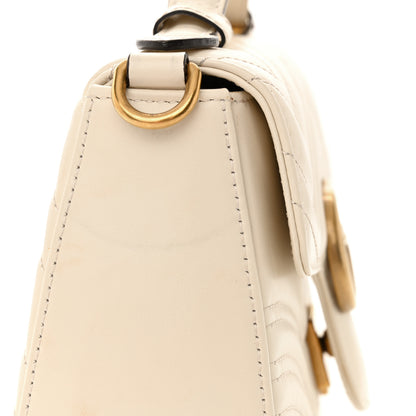 Gucci Calfskin Matelasse Mini GG Marmont Top Handle Shoulder Bag White 14 of 16