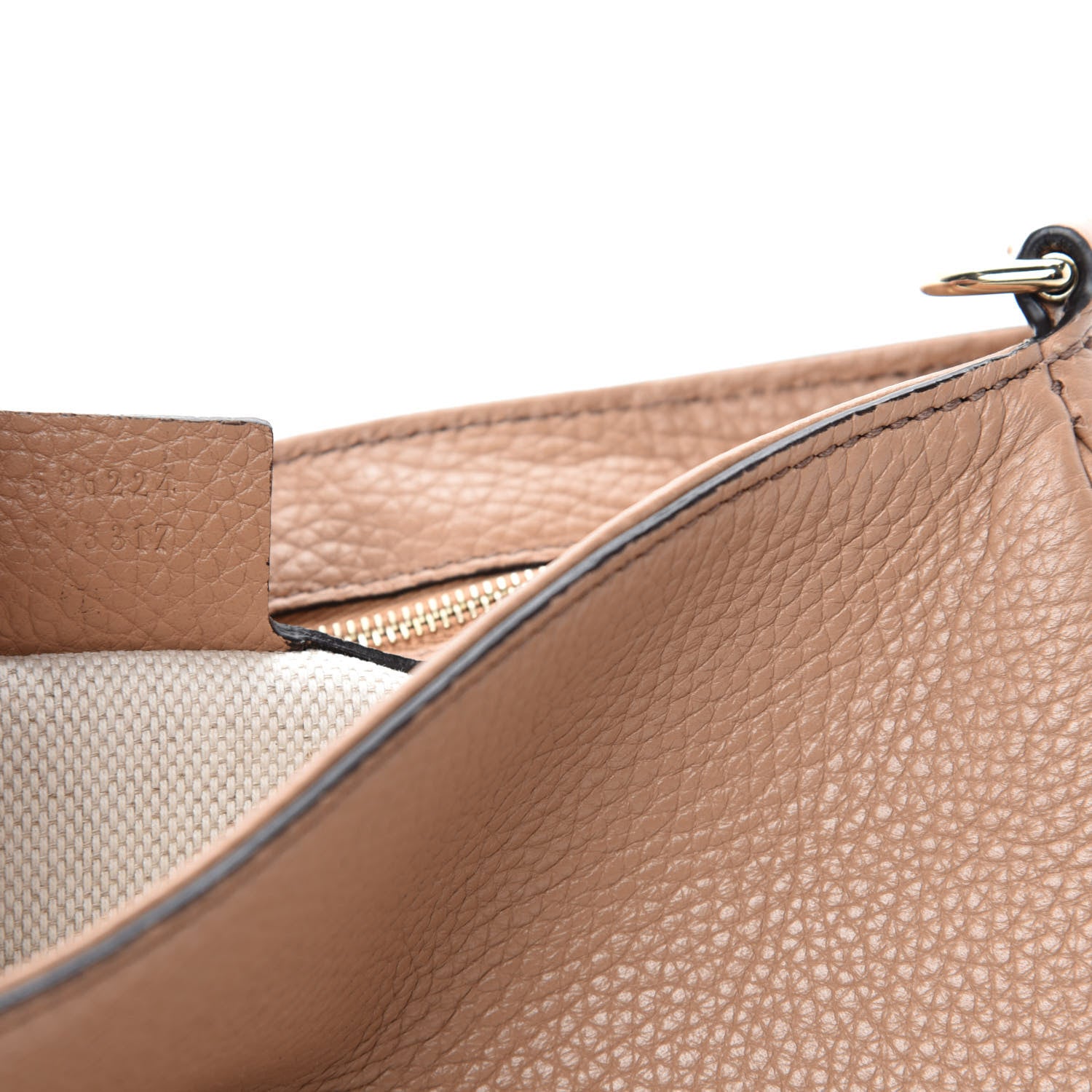 Gucci Pebbled Calfskin Medium Soho Flap Crossbody Camelia 9 of 10