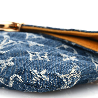 Louis Vuitton Monogram Denim Pochette Plat Clutch Blue 10 of 11