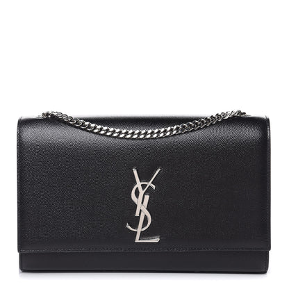 Saint Laurent Grain De Poudre Medium Classic Monogram Kate Satchel Black 1 of 10