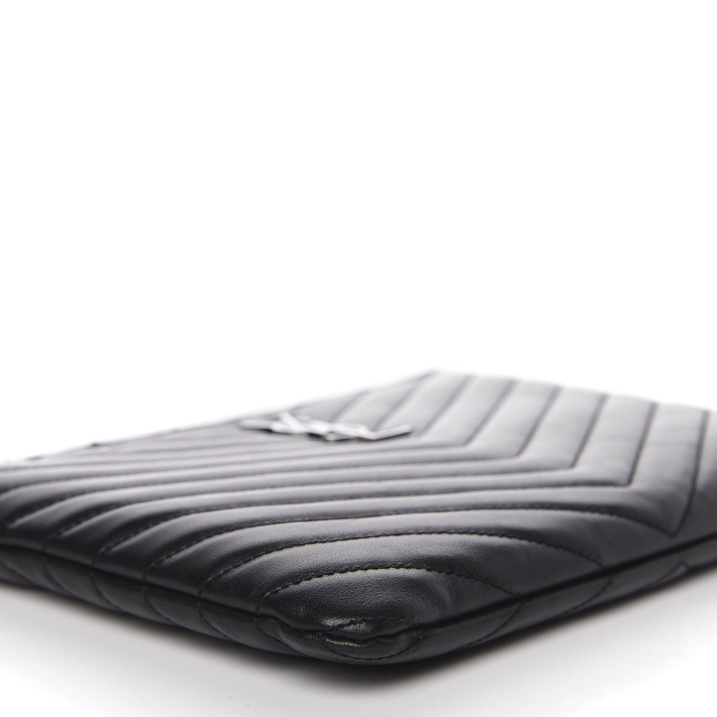 Calfskin Matelasse Chevron Monogram A5 Wristlet Black