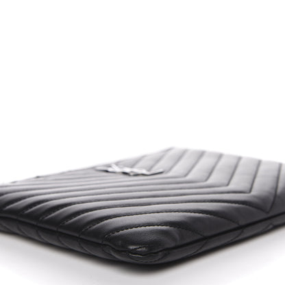 Saint Laurent Calfskin Matelasse Chevron Monogram A5 Wristlet Black 6 of 9