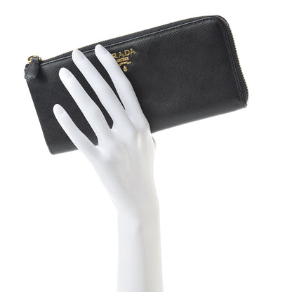 Prada Saffiano Zip Around Wallet Black 2 of 8
