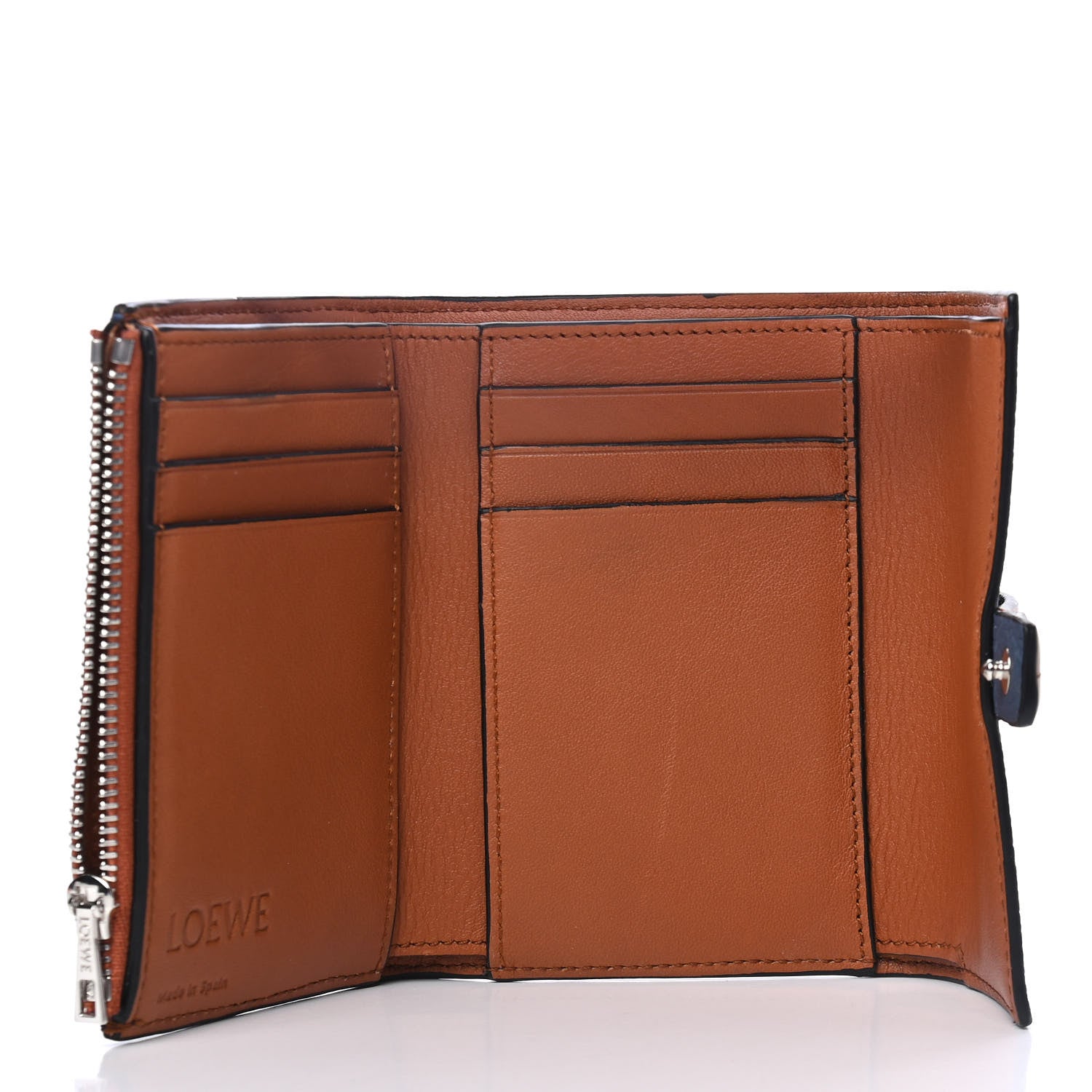 Loewe Grained Calfskin Small Vertical Wallet Steel Blue Tan 4 of 4