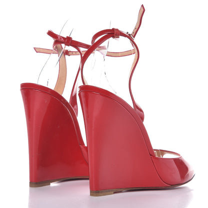 Christian Louboutin Patent Very Very 100 Wedge Sandals 38.5 Red 4 of 11