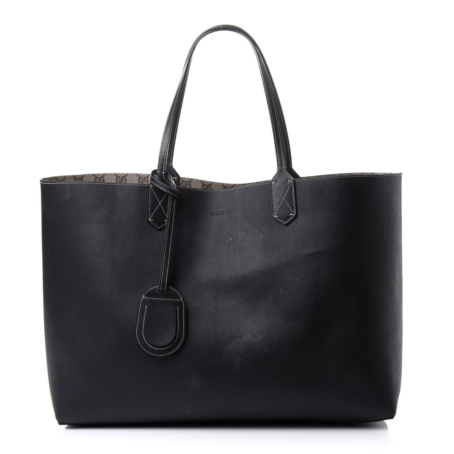 GG Supreme Monogram Large Reversible Tote Beige Black