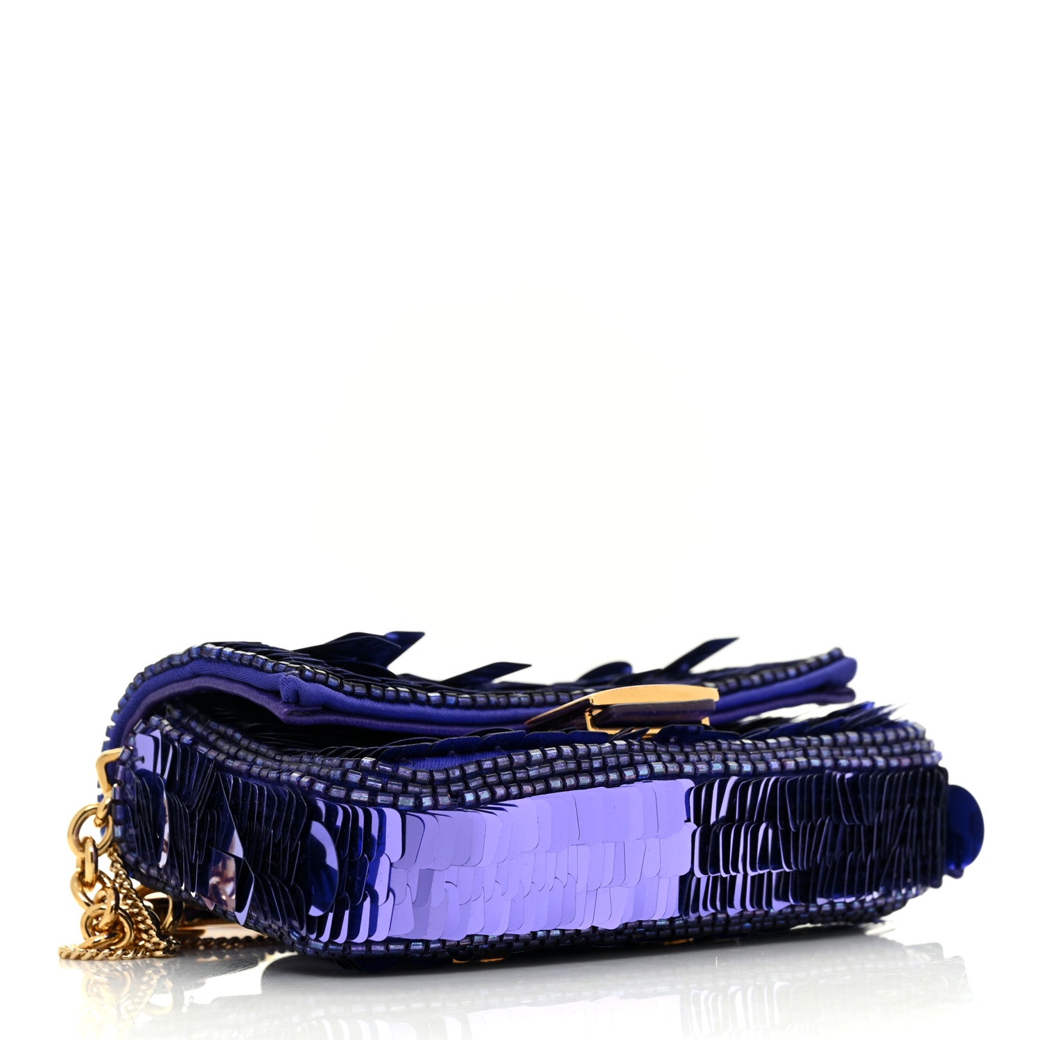 Fendi Sequin Paillettes Shiny Nappa Sex and the City Nano Baguette Belt Charm Viola Purple Rain 4 of 11