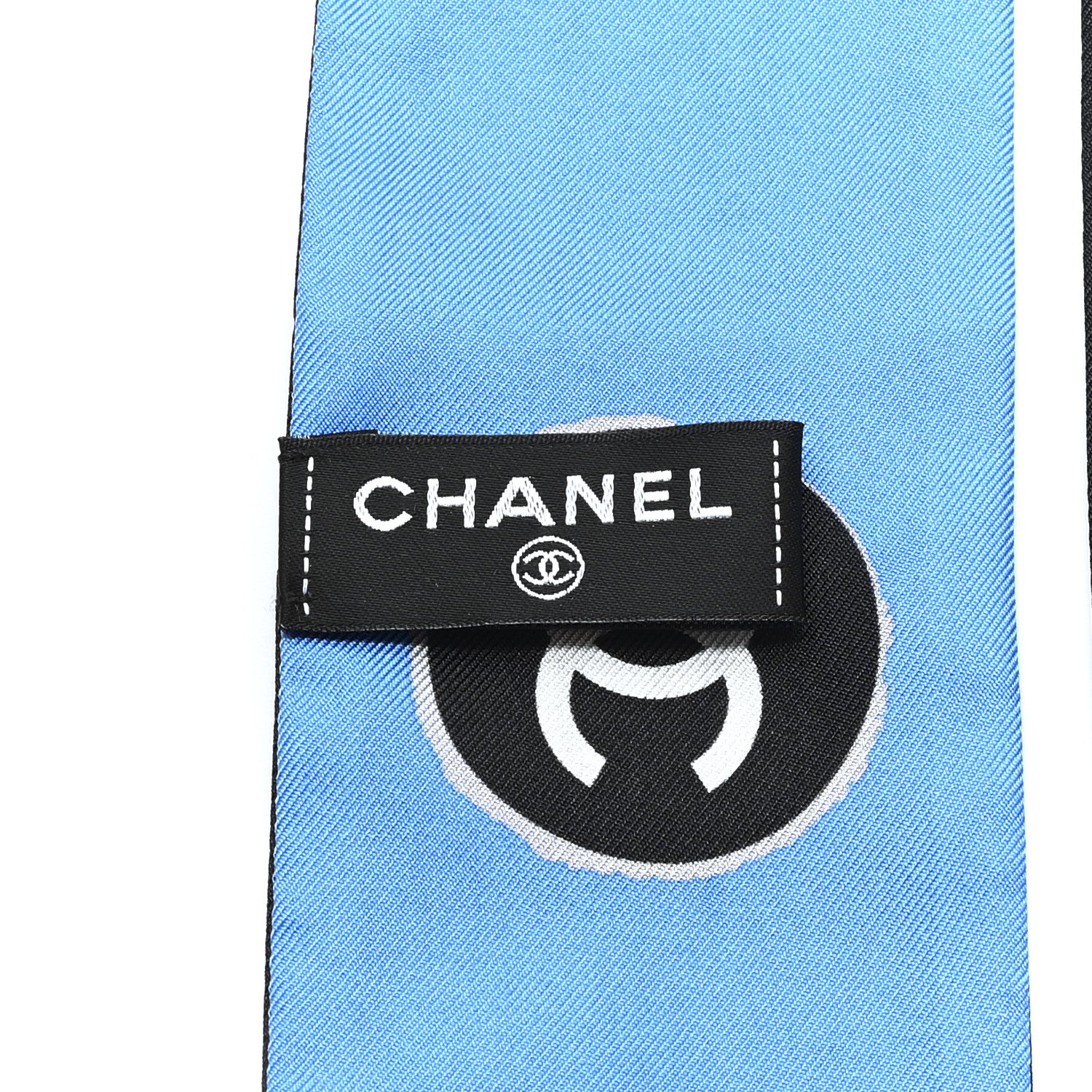 Chanel Silk CC Coco 31 Slim Bandeau Scarf Blue Black 2 of 3