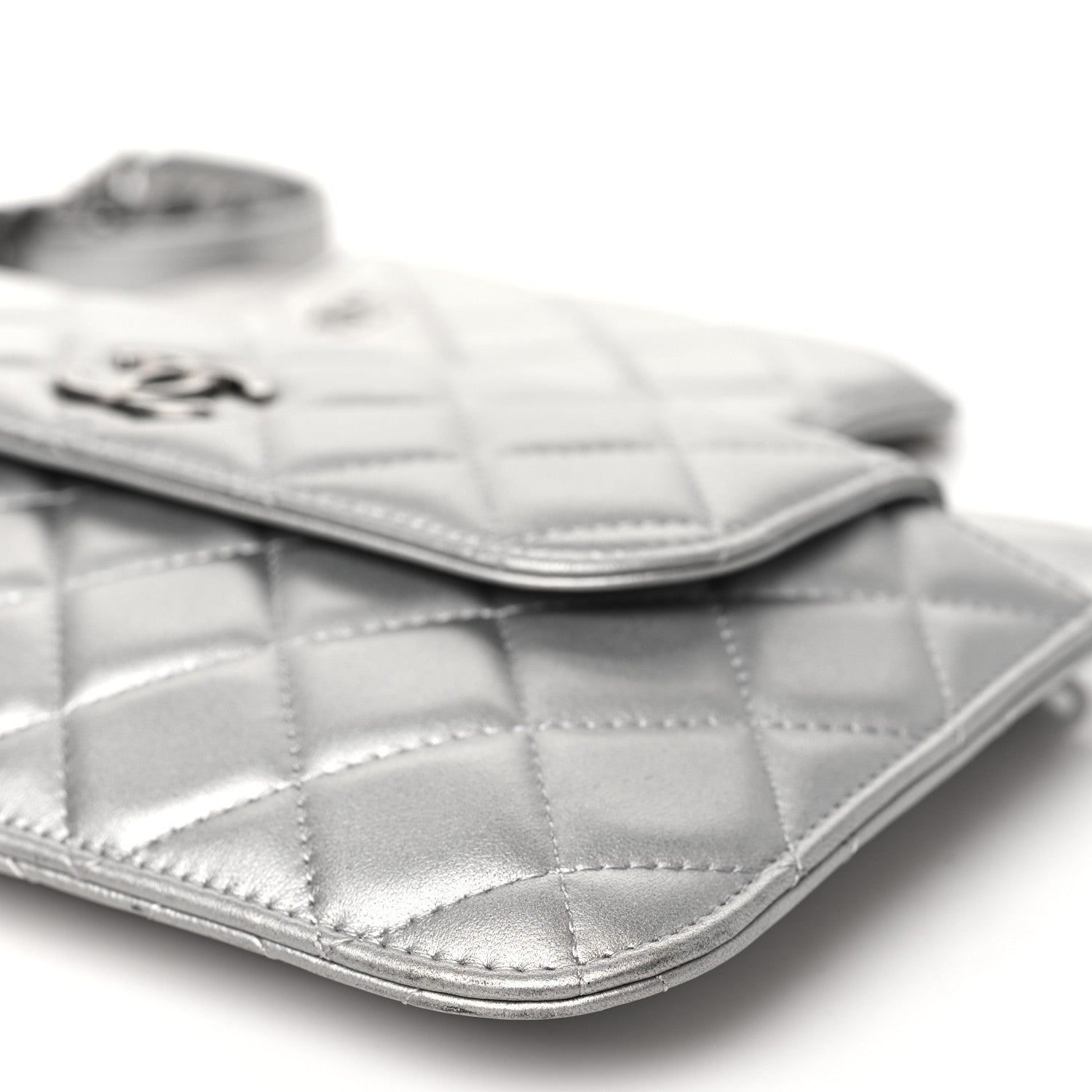 Chanel Metallic Lambskin Quilted Clutch With Chain Silver 12 of 13