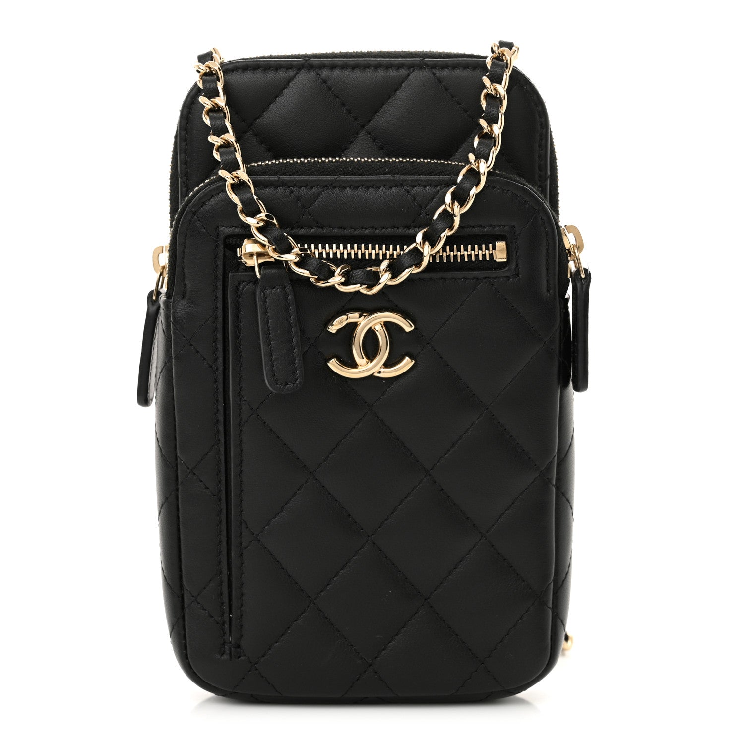 Chanel Lambskin Quilted CC Phone Holder Black 1 of 11