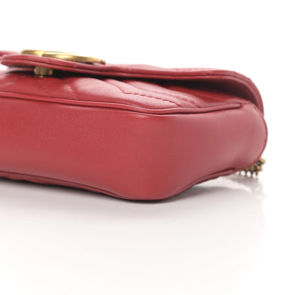 Gucci Calfskin Matelasse Super Mini GG Marmont Shoulder Bag Hibiscus Red 10 of 15